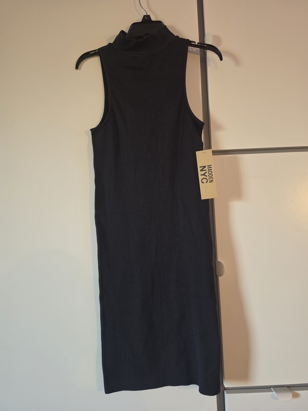 black, sleeveless ribbed turtleneck midi dress Madden NYC
Size S